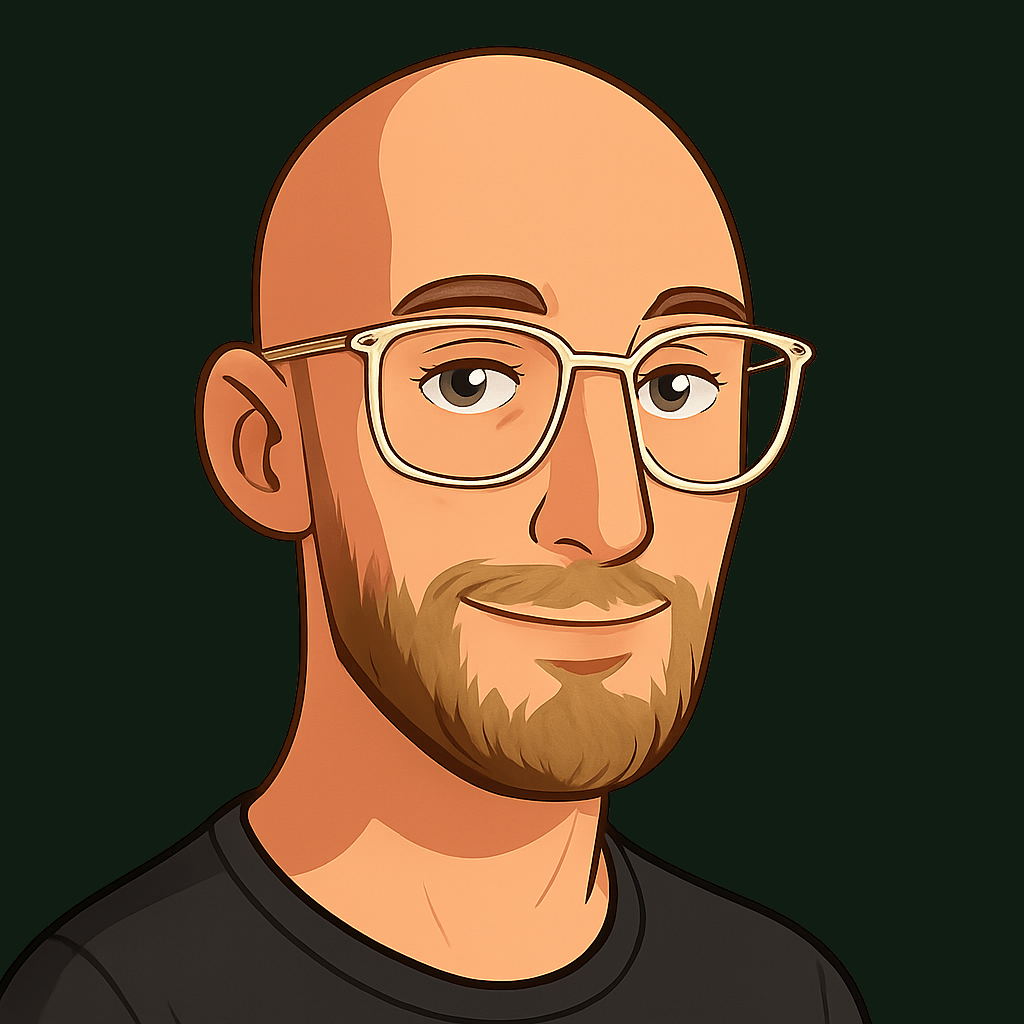 Illustrated portrait of Drew Barontini